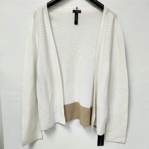 Marc Cain Women's White/Tan Knitted Sweater Cardigan Size 10